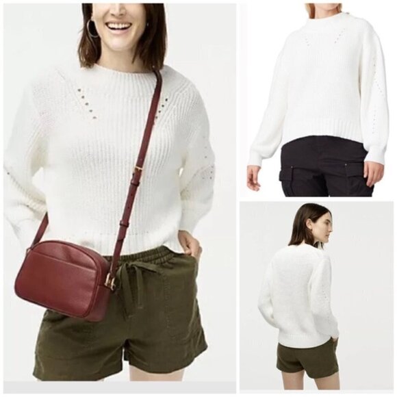 J. Crew Pointelle Crewneck Sweater Ivory - Picture 2 of 14
